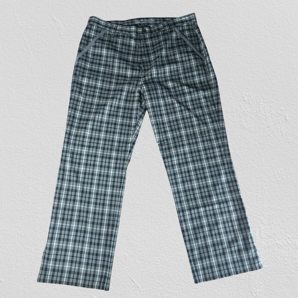Oakley Grey Plaid Mens 40x32 Lightweight Performance Golf Outdoor Pants Slacks